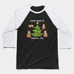 Sloth Flocking Around Christmas Tree Baseball T-Shirt